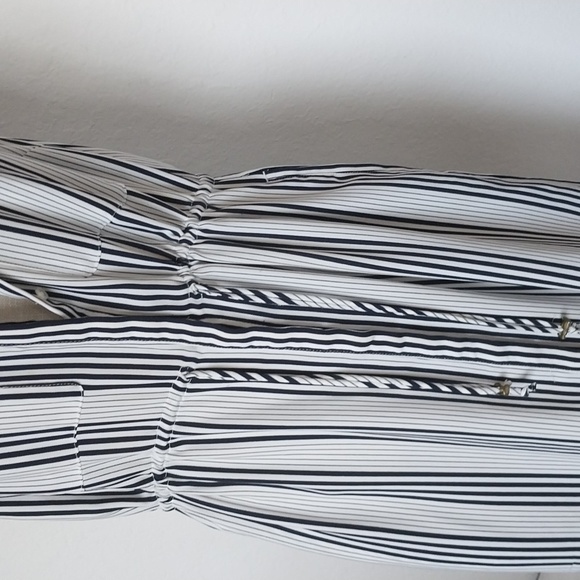 H&M Shirtdress Navy White Stripe Sleeveless Button Front Size 10 Copy - Picture 4 of 7